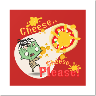 Pizza Lovers Zombie Cute : Cheese Please! Posters and Art